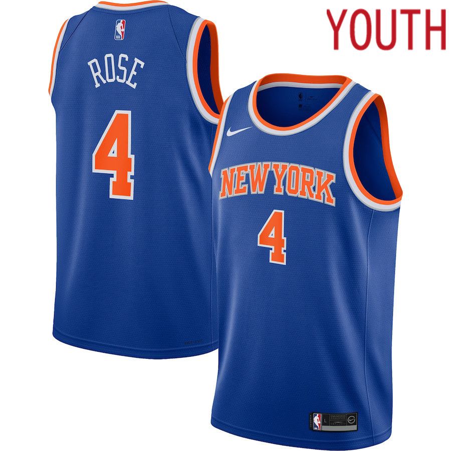 Youth New York Knicks 4 Derrick Rose Nike Blue Swingman NBA Jersey